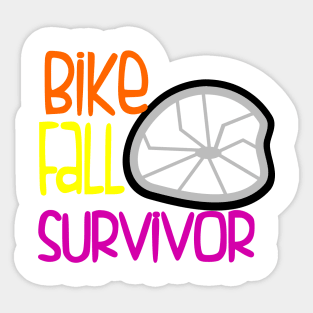 Bike Fall Survivor Funny Bike Crash Bicycle Motorbike Joke Two-Wheel Warrior T-Shirt: Bike & Motorbike Fall Survivor Tee for Riders | Funny Cycling & Biking Gift Sticker